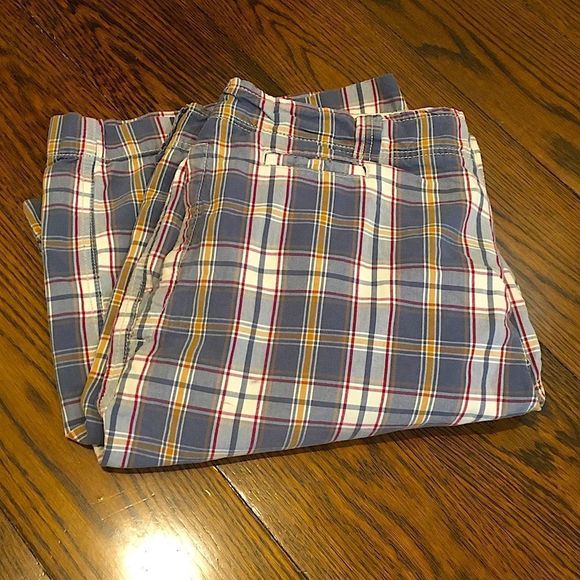 AE Longer Length Blue Plaid Mens Shorts 36 - Picture 9 of 10